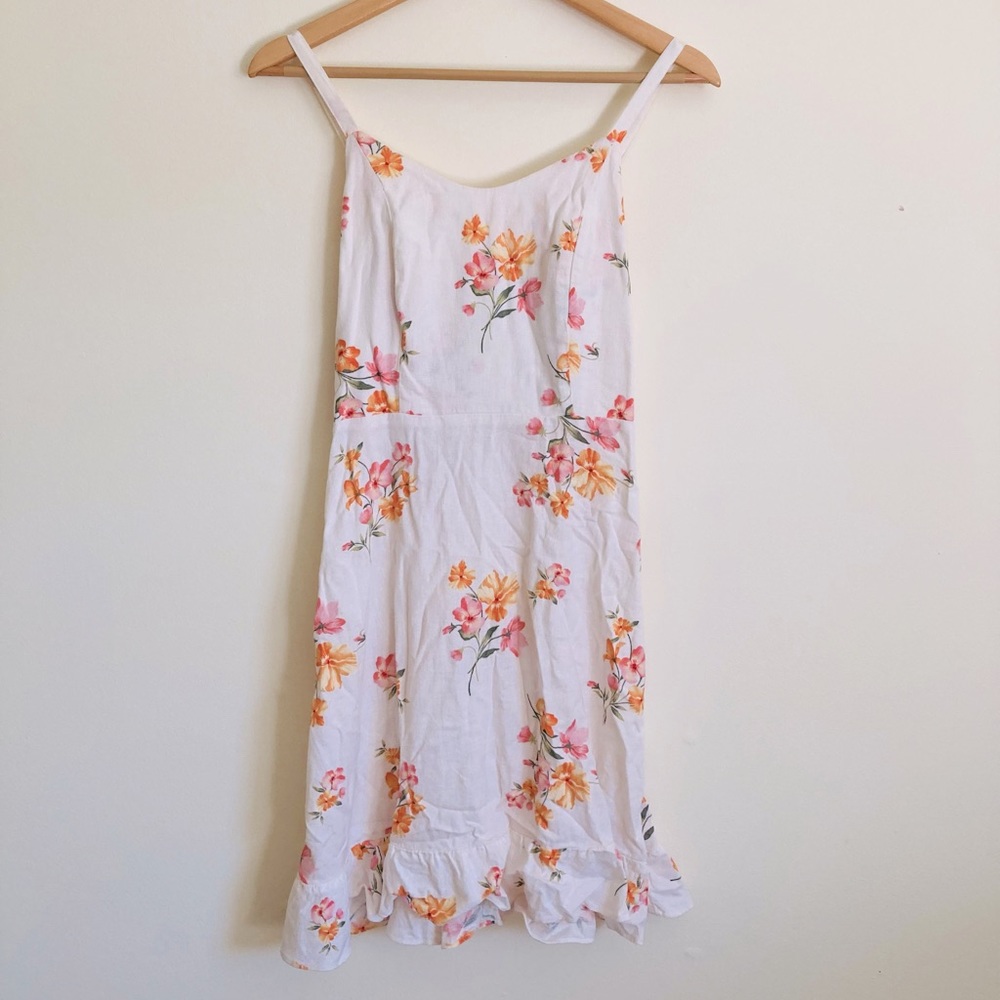 Women’s Old Navy White Mini Dress with Pink & Orange Floral Detail